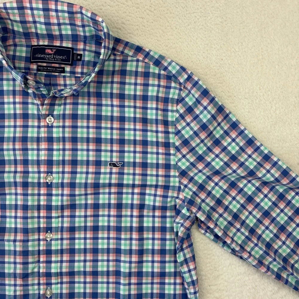 VINEYARD VINES Performance Mens Long Sleeve Shirt Medium Plaid Slim-Fit Button - Picture 12 of 13
